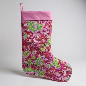 LILLY PULITZER EVERYTHING NICE PINK FLORAL TIGER CHRISTMAS HOLIDAY STOCKING